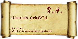 Ulreich Arkád névjegykártya